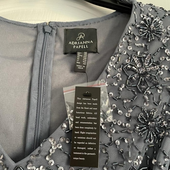 Nwt Adrianna Papell Women's V-Neck Mini Beaded Cocktail Party Dress i - Picture 10 of 14